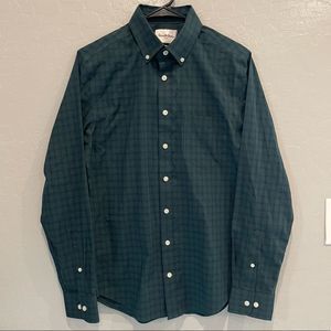 NEW Goodfellow Green Blue Plaid Button Down Long Sleeve Shirt Slim Fit Small